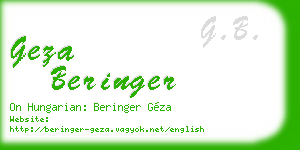geza beringer business card